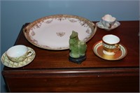 Nippon hand painted platter, demitasse cups &