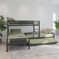 Metal Triple Bunk Bed w/Trundle  Twin Over Twin