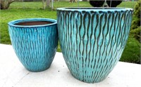 2pcs- turquoise planters / flower pots