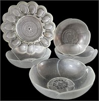 Glass Egg Plate and Serving Bowls
