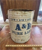 Vintage A&B Pure Lard Tin- 50 Pounds