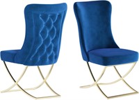Ottomanson Chair  Set of 4  Blue With Gold Legs