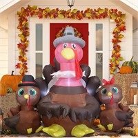 6 Ft Inflatable Turkey with LED  Outdoor Decor