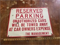 Vintage Metal Reserved Parking Sign- Approx 17x