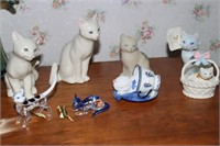 Lot - Cat figurines including Purr-fection