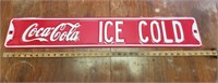 Coca-Cola Ice Cold Street Sign- Metal - Approx 36