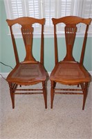 2 Heywood Wakefield cane bottom maple side chairs