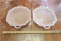 Pair of Pink Frosted Hand Painted Bowls w