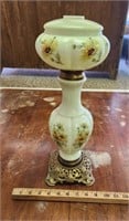 Antique Hand Painted Lamp Base w Metal Base- 17"