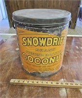 Vintage Metal Snowdrift Coconut Tin