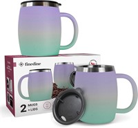 FineDine 14oz Steel Mugs  Purple/Green
