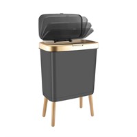 Black 15L Trash Can with Lid  Push Button