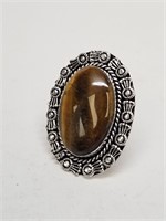 Tiger Eye Ring, German Silver