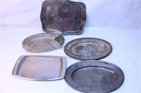 Antique Silverplate Serving Tray Lot