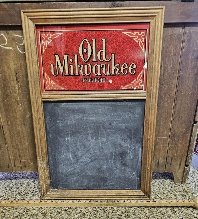 Old Milwaukee Beer Sign w Chalkboard
