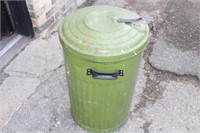 Green Galvanized Garbage Can With Clip Lid