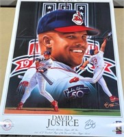 Autographed Dave Justice poster- Cleveland Indians