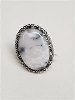 Dendrite Opal Ring, German Silver