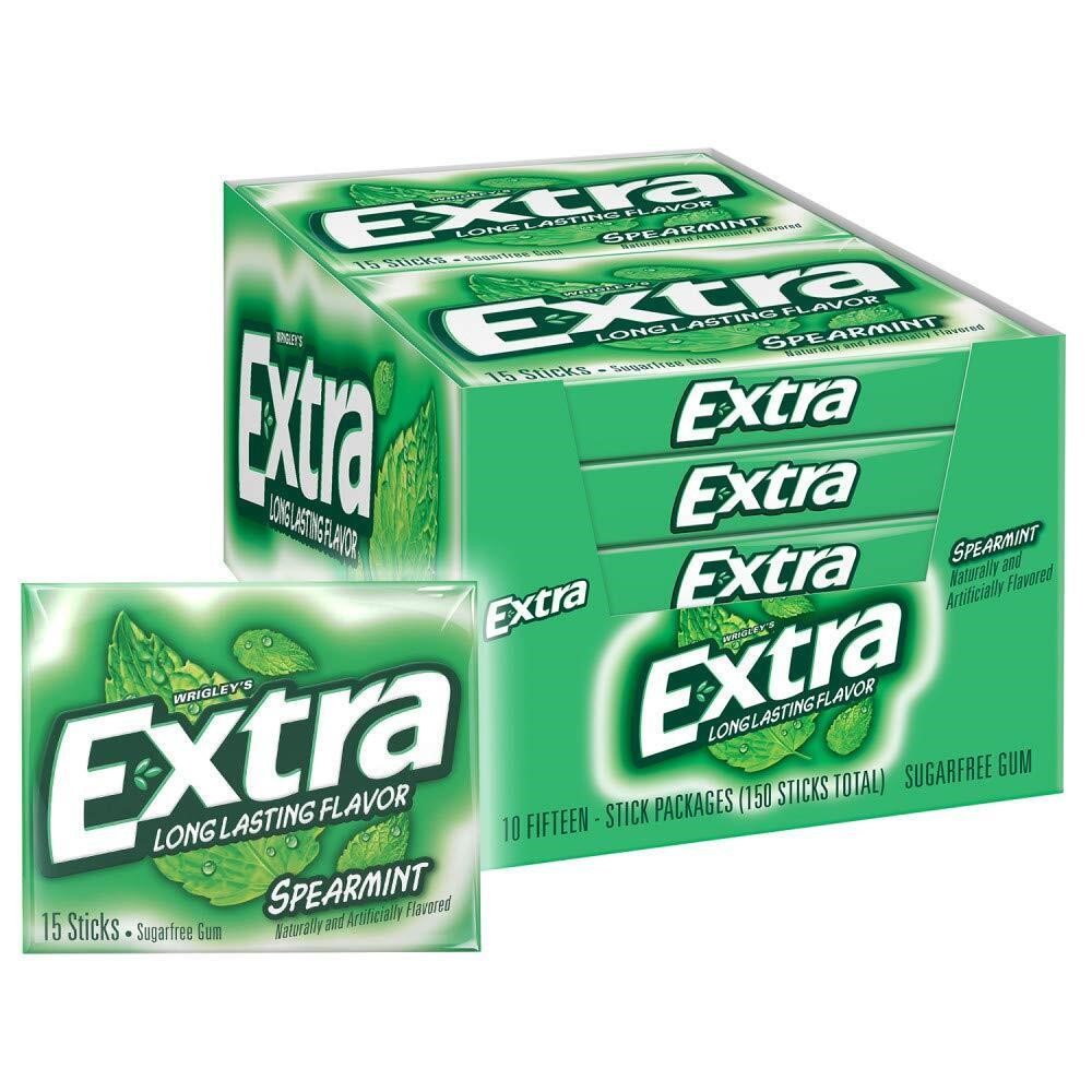 EXTRA Spearmint Gum  15 Pcs (Pack of 10)