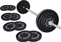 95lb Fitness Cast Iron Plates  5FT Barbell Set