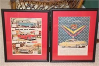 2 Framed automobile advertisements - 1 Ford and 1
