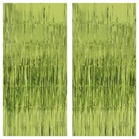 Sage Green Foil Curtain - 6.4x8Ft  2Pack