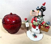 2pcs- Longaberger Snowman & strawberry