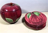 Franciscan apple cookie jar& plates