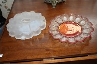 Indiana glass hobnail style egg plate and plastic