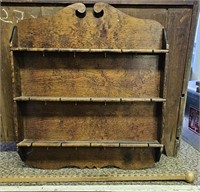 Vintage Wooden Display Shelf w Hooks
