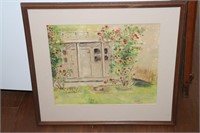 Original framed watercolor by Hilda dated 6/46