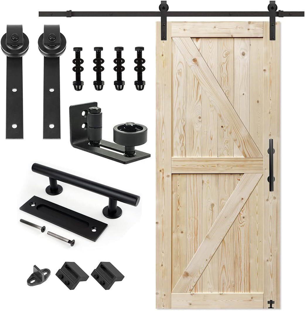 S&Z 36x84in Knotty Barn Door+Hardware Kit