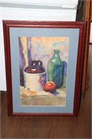 Original framed watercolor of whiskey jug and