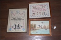 Picture and sampler lot -  2 samplers, goose
