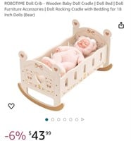 Wooden Baby Doll Cradle (Open Box, New)