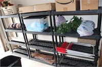 3 Plastic shelving units and contents - Corelle