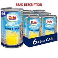 Dole 100% Pineapple Juice  46 Fl Oz  Pack of 6