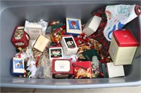 Tub containing Christmas decorations - Hallmark