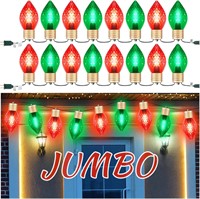 2 Pcs Jumbo Christmas Lights  Oval Bulb  21 FT