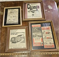 (4) Framed Old Adverising Newspaper including