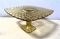 antique amber glass cake pedestal