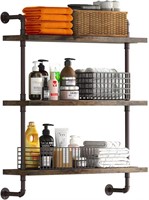 $70  Helsin 3 Tier Pipe Shelf  Rustic Wood