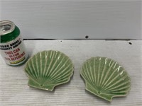 Ceramic green seashell soap dishes