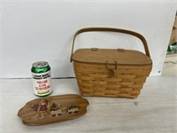 Longaberger handmade basket 1993 and wooden