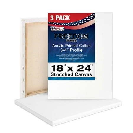 $50  U.S Art 18x24in Primed Canvas  3-Pack