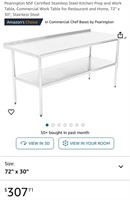 Stainless Steel Kitchen Prep Table (Open Box)