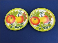 (2) Enamelware Fruit Pattern plates, they have a