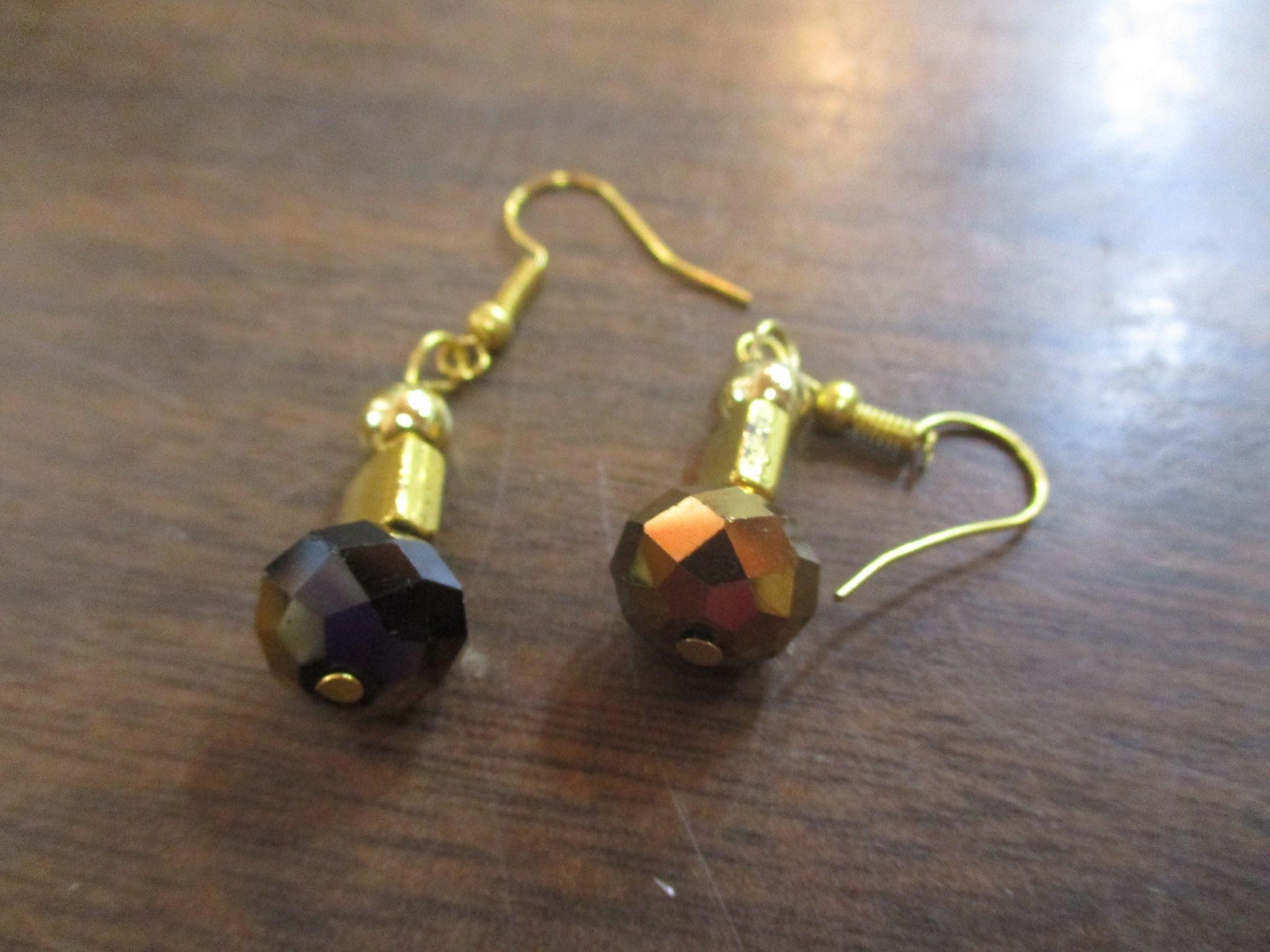 Earrings with Iridescent Beads