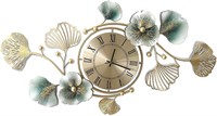 $66  37 Inch Metal Wall Clock with Ginkgo Leaf