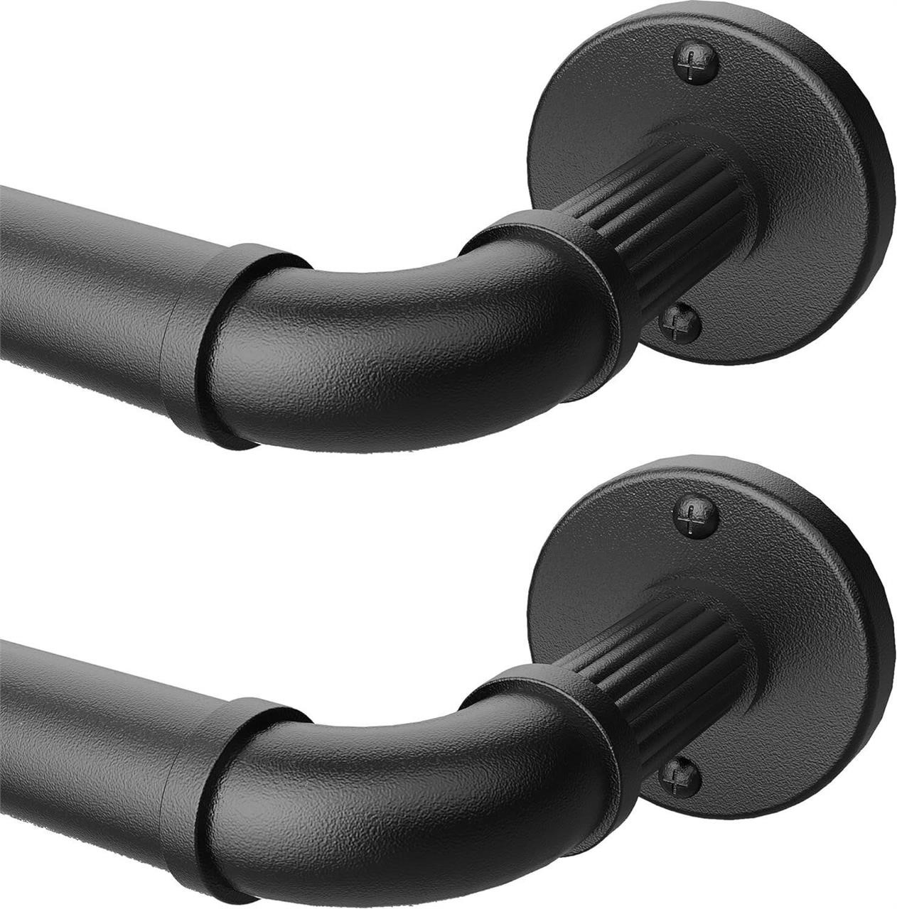 Black Curtain Rods 72-144 Inch  Set of 2 Outdoor